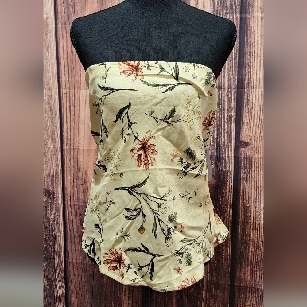 Anthropologie Silky Waves Strapless Woven Blouse Large Petite.